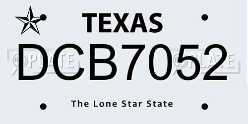 DCB7052 Texas License Plate