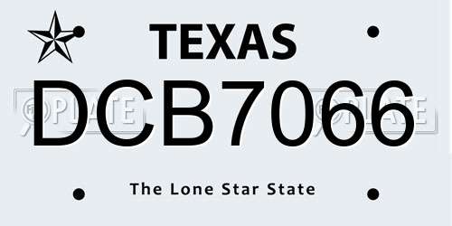 DCB7066 Texas License Plate