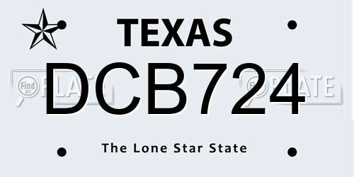 DCB724 Texas License Plate