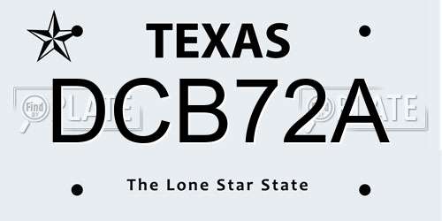 DCB72A Texas License Plate