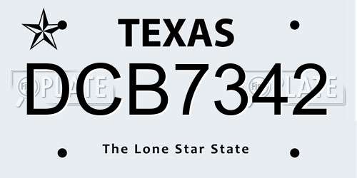 DCB7342 Texas License Plate