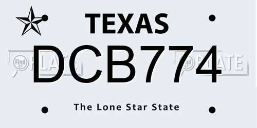DCB774 Texas License Plate