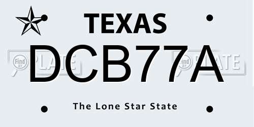 DCB77A Texas License Plate