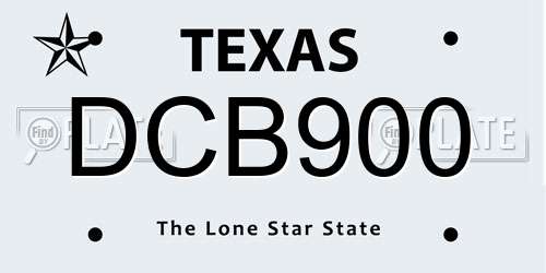 DCB900 Texas License Plate