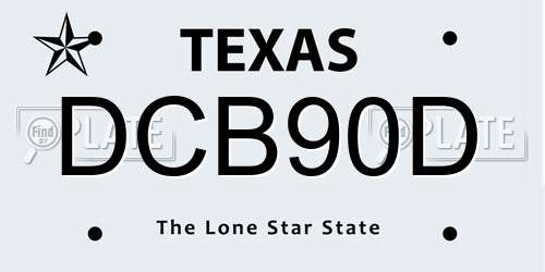 DCB90D Texas License Plate