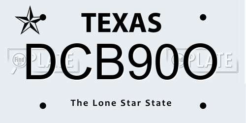 DCB90O Texas License Plate