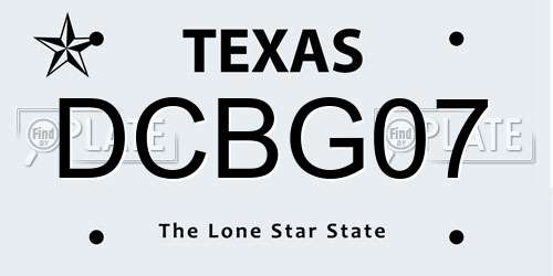 DCBG07 Texas License Plate