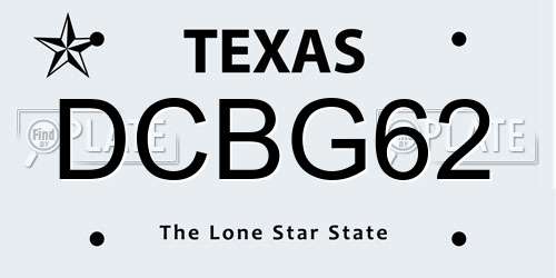 DCBG62 Texas License Plate