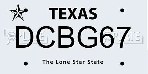 DCBG67 Texas License Plate