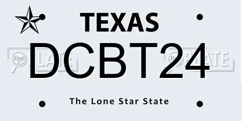 DCBT24 Texas License Plate
