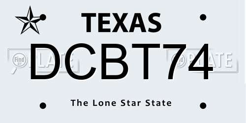 DCBT74 Texas License Plate