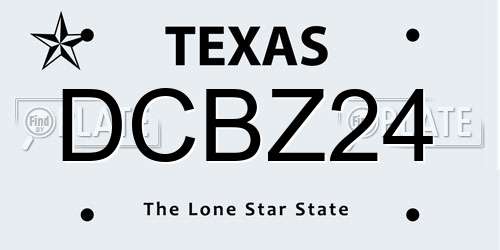 DCBZ24 Texas License Plate