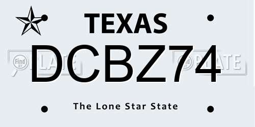 DCBZ74 Texas License Plate