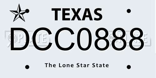 DCC0888 Texas License Plate