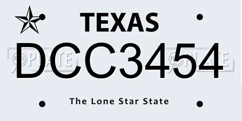 DCC3454 Texas License Plate