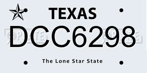 DCC6298 Texas License Plate