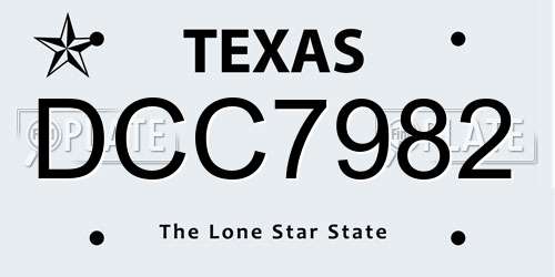 DCC7982 Texas License Plate