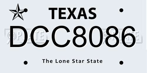 DCC8086 Texas License Plate