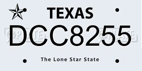DCC8255 Texas License Plate