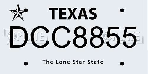 DCC8855 Texas License Plate