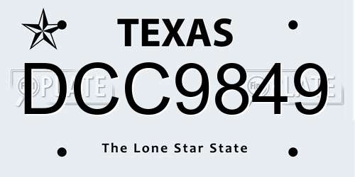 DCC9849 Texas License Plate