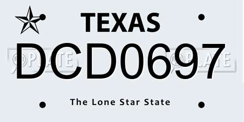 DCD0697 Texas License Plate