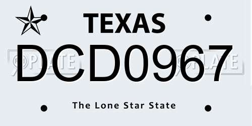 DCD0967 Texas License Plate