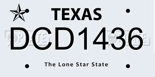 DCD1436 Texas License Plate
