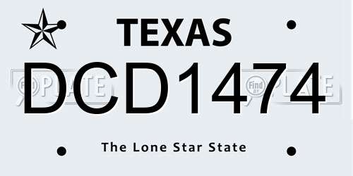 DCD1474 Texas License Plate