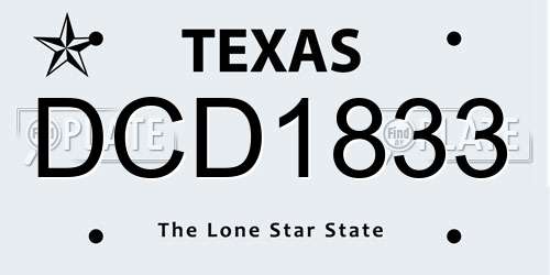 DCD1833 Texas License Plate