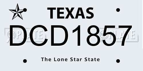 DCD1857 Texas License Plate
