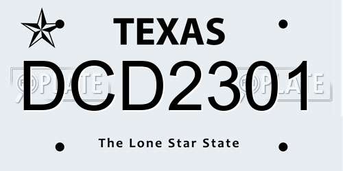 DCD2301 Texas License Plate