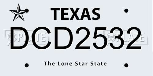 DCD2532 Texas License Plate