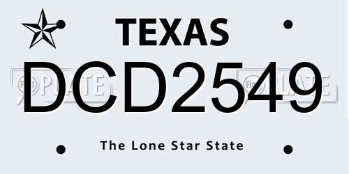 DCD2549 Texas License Plate