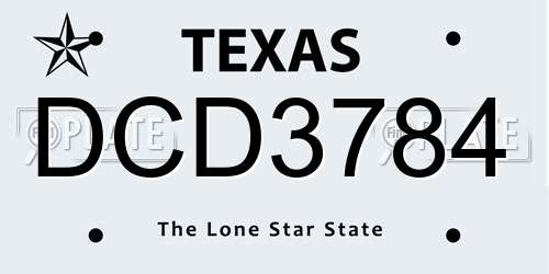 DCD3784 Texas License Plate