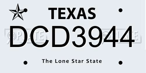 DCD3944 Texas License Plate