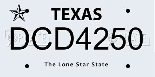 DCD4250 Texas License Plate