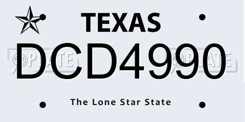 DCD4990 Texas License Plate