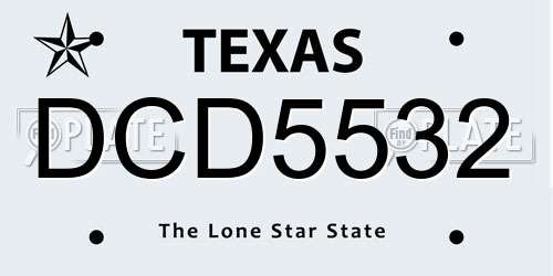 DCD5532 Texas License Plate