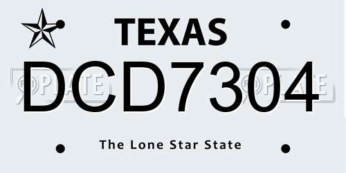 DCD7304 Texas License Plate