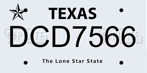 DCD7566 Texas License Plate