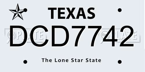 DCD7742 Texas License Plate