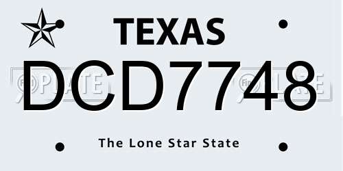 DCD7748 Texas License Plate