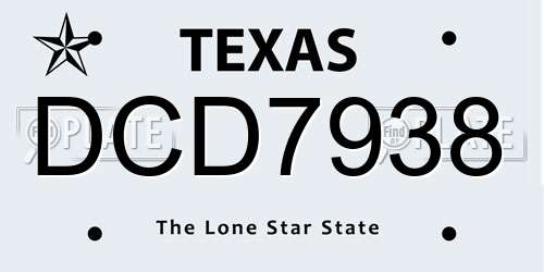DCD7938 Texas License Plate