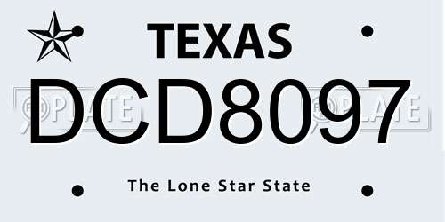 DCD8097 Texas License Plate