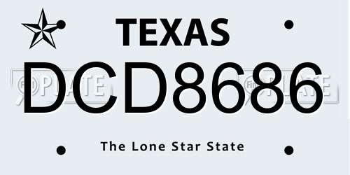 DCD8686 Texas License Plate