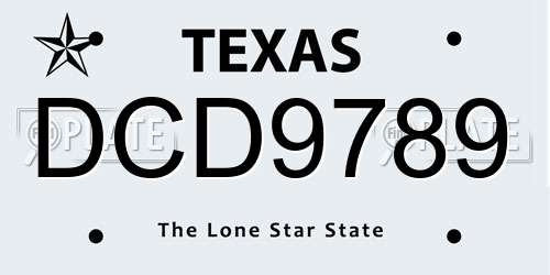 DCD9789 Texas License Plate