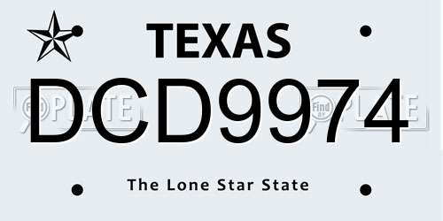 DCD9974 Texas License Plate