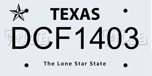 DCF1403 Texas License Plate