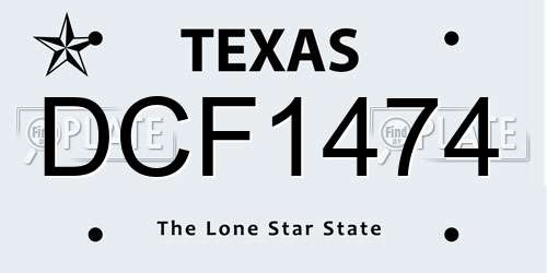 DCF1474 Texas License Plate